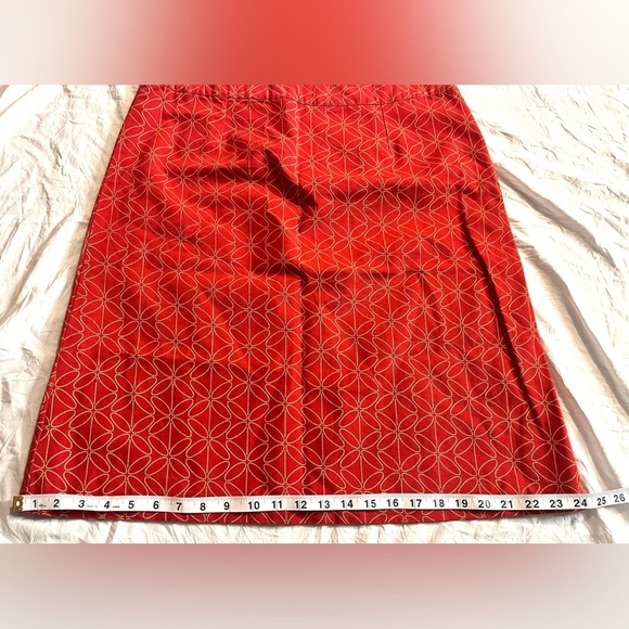 Boden Elegant Red-Orange Patterned Skirt Women’s Size 14R - Picture 11 of 14
